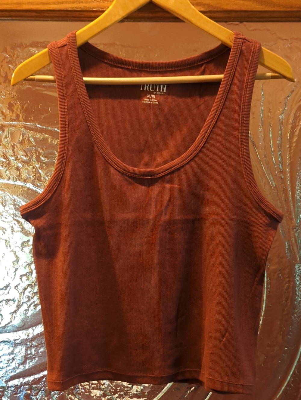 Truth Ribbed Tank Top in Brick Red